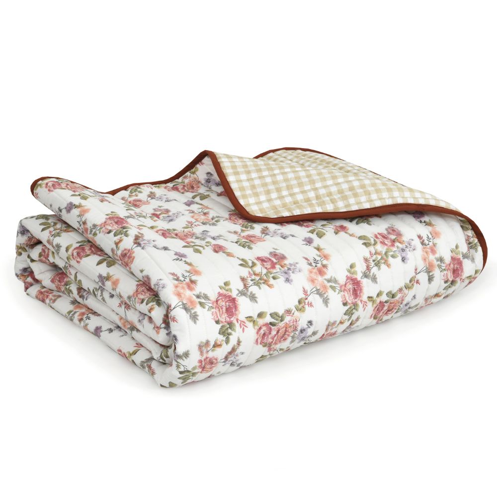 Digital Printed Ultra Soft Peach Finish Reversible Comforter, Rosewood Charm