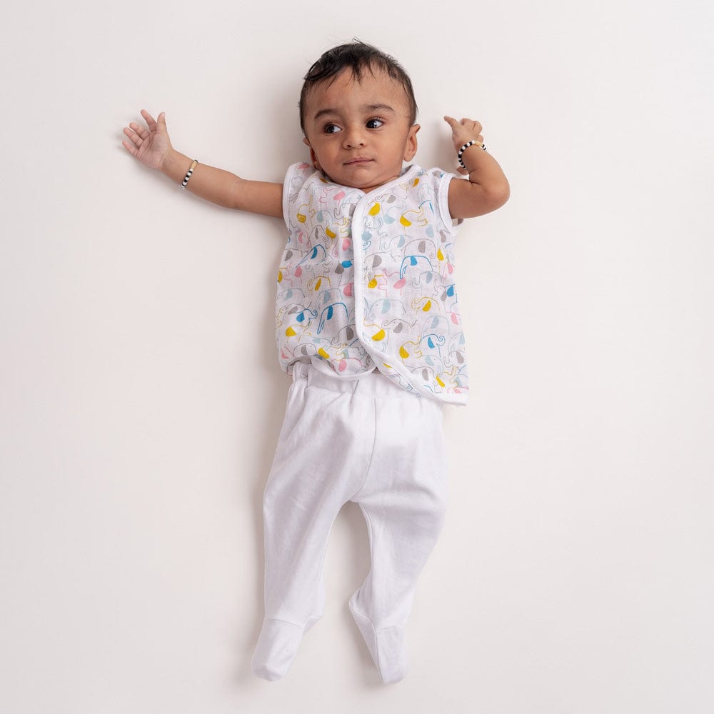 100% Cotton Muslin Vest - Woodland Animal & Elephant