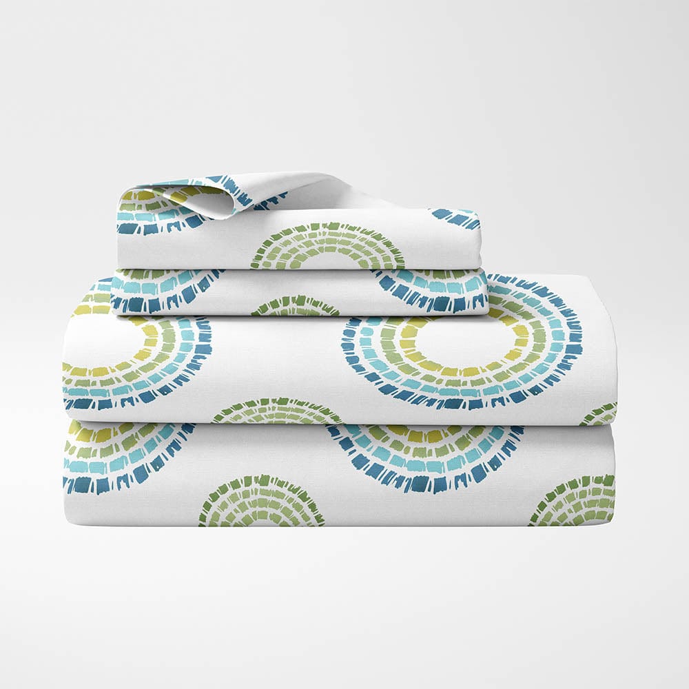 Radiant Circles 100% Cotton Double Fitted Bedsheet, 144 TC