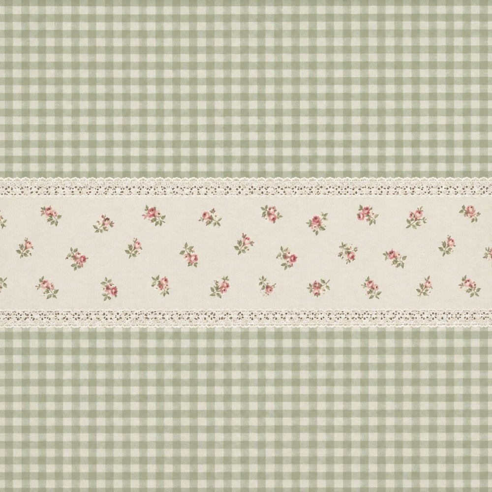 Petal Plaids Embroidered 100% Cotton Bed Cover Set, Sage Green - Bedcover | haus & kinder