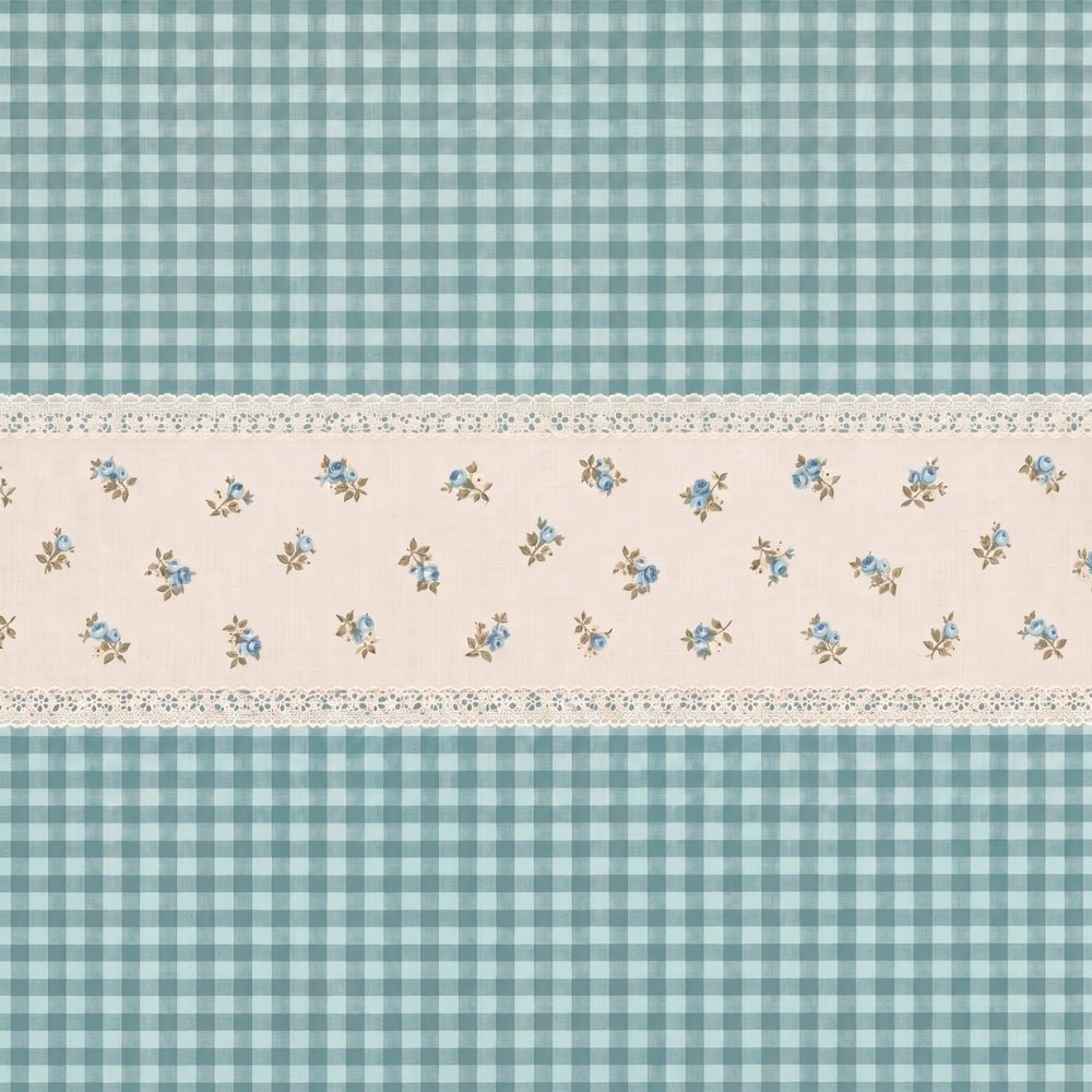Petal Plaids Embroidered 100% Cotton Bed Cover Set, Sea Blue