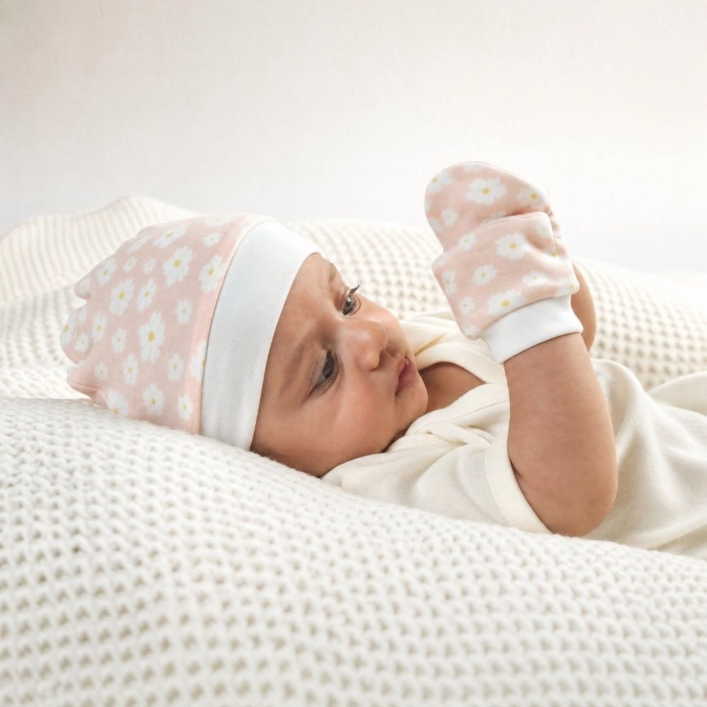 First Blooms Baby Cap, Mittens and Booties Set – 6 Pieces - Baby Essentials | haus & kinder