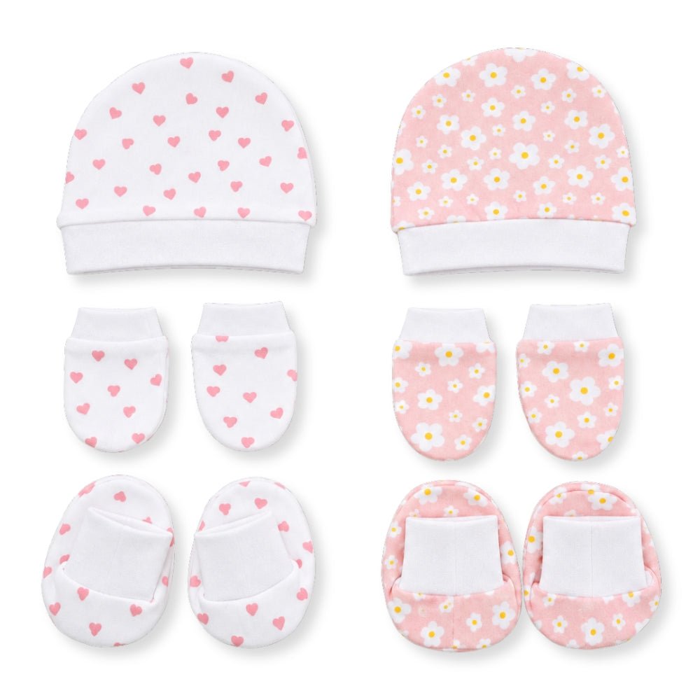 First Blooms Baby Cap, Mittens and Booties Set – 6 Pieces - Baby Essentials | haus & kinder