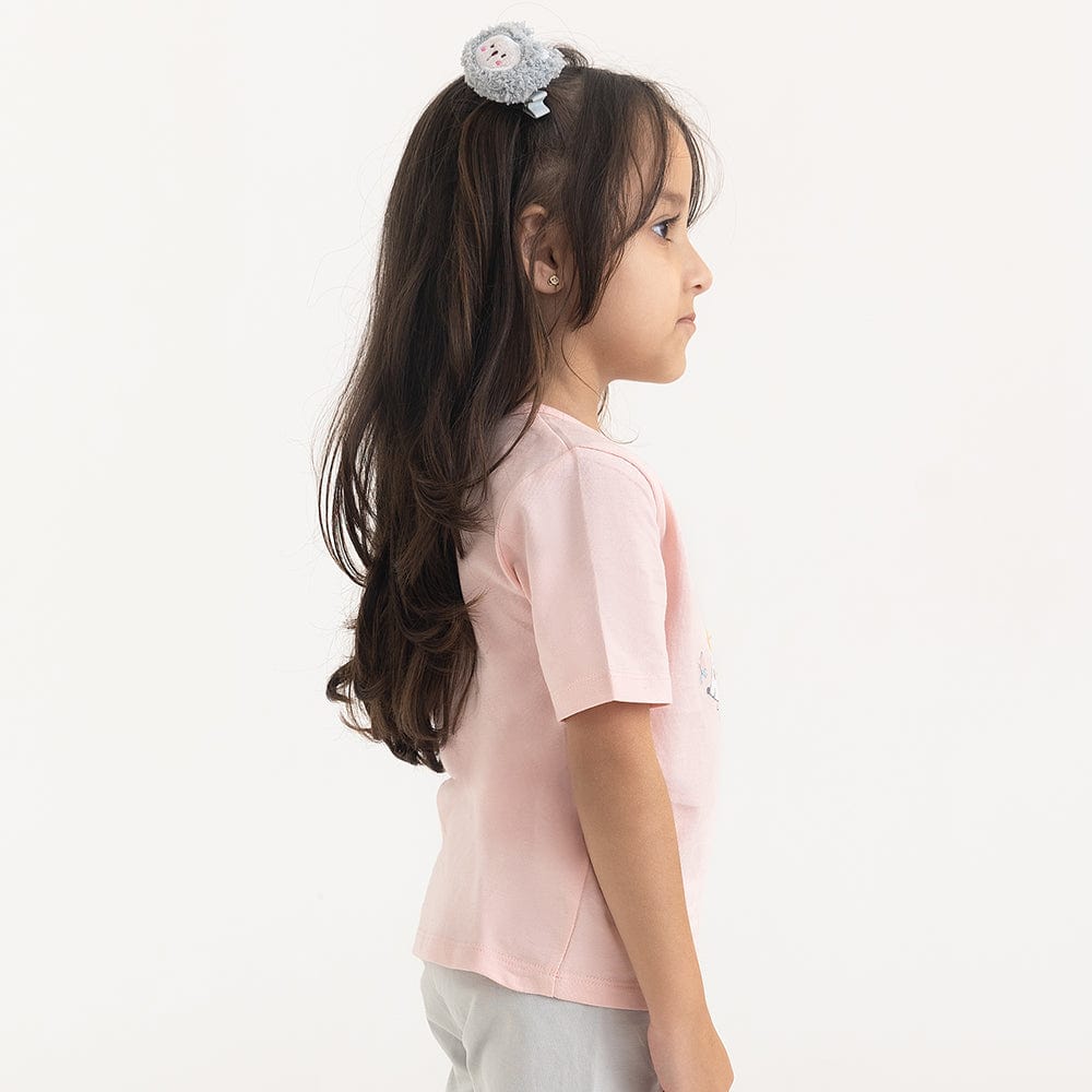 100% Cotton Half Sleeve Girl T-Shirt, Peach