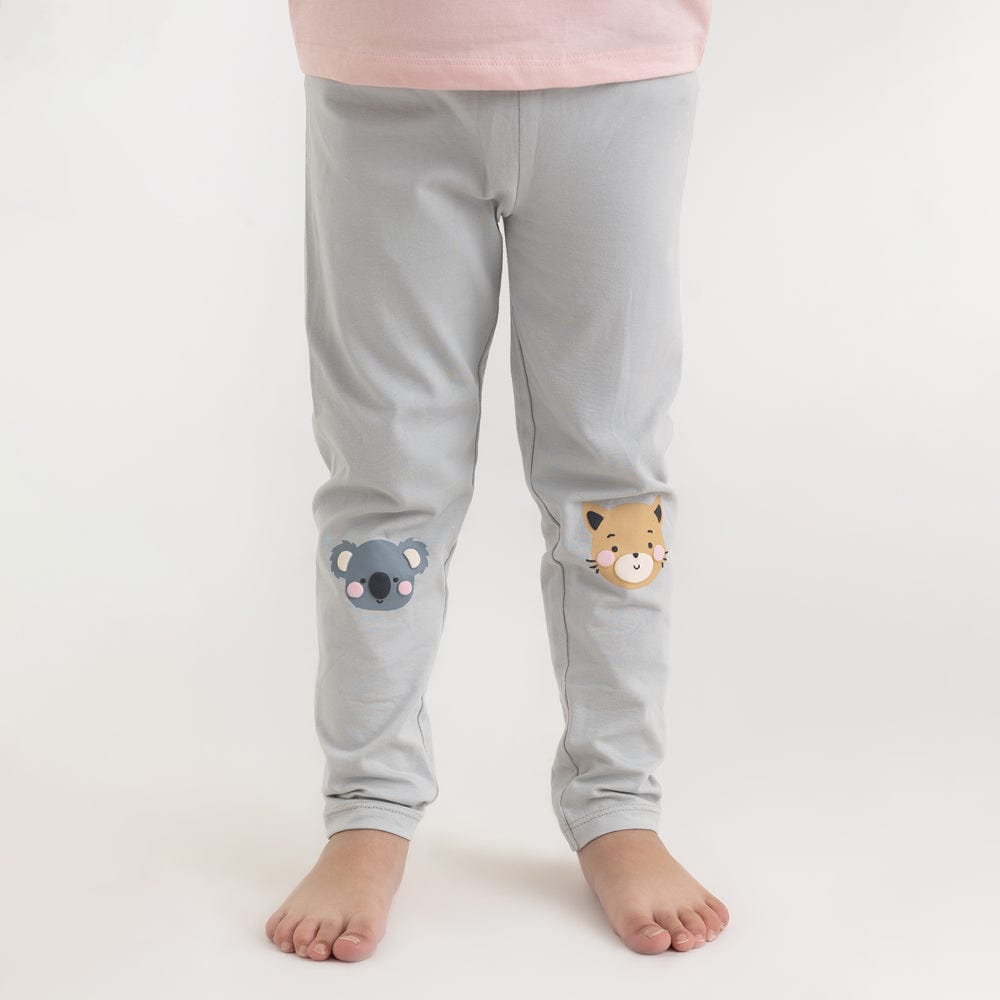 100% Cotton Full Length Girl Leggings, Grey