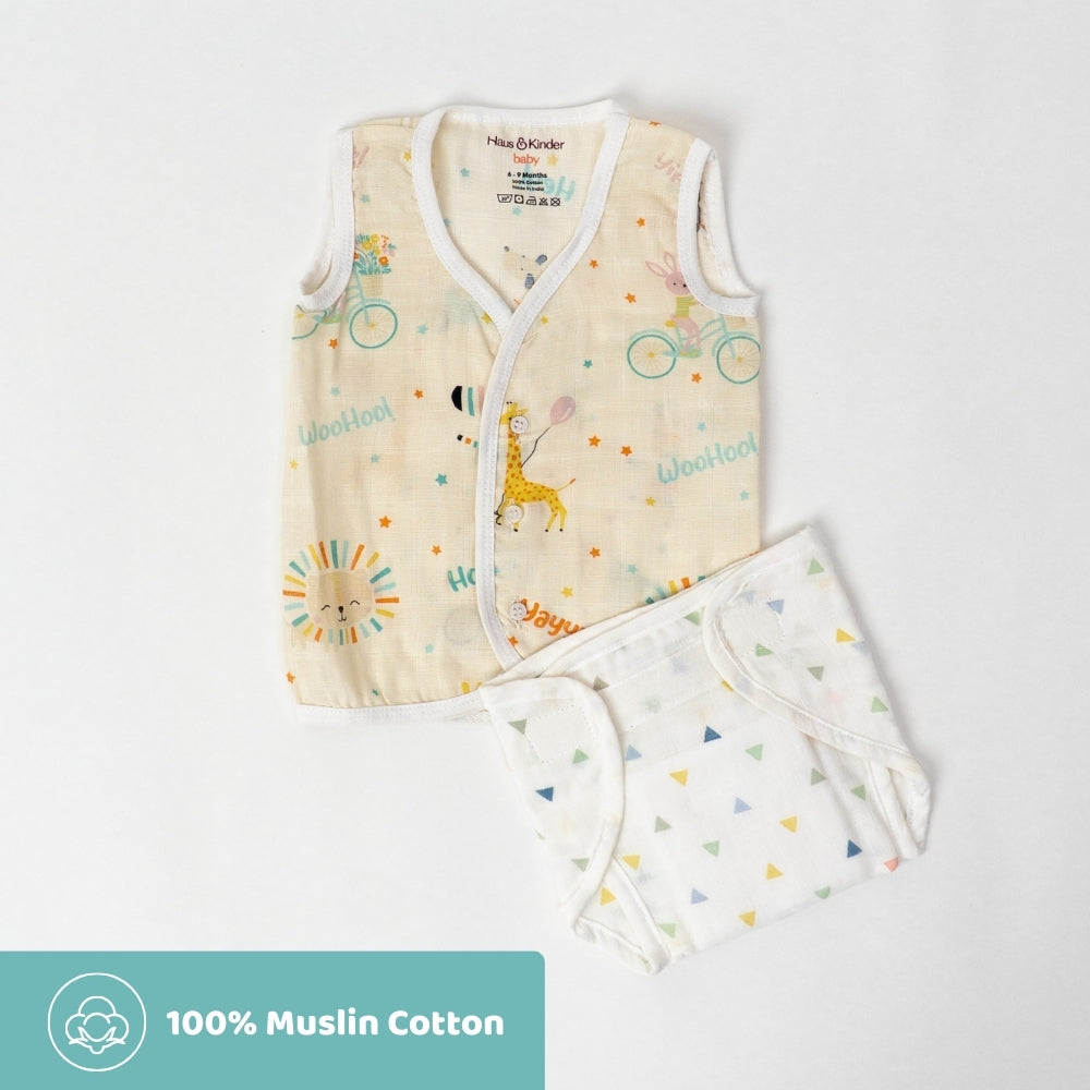 Breeze Baby Vests And Nappies Pack of 3 Sets- Tropical Twist