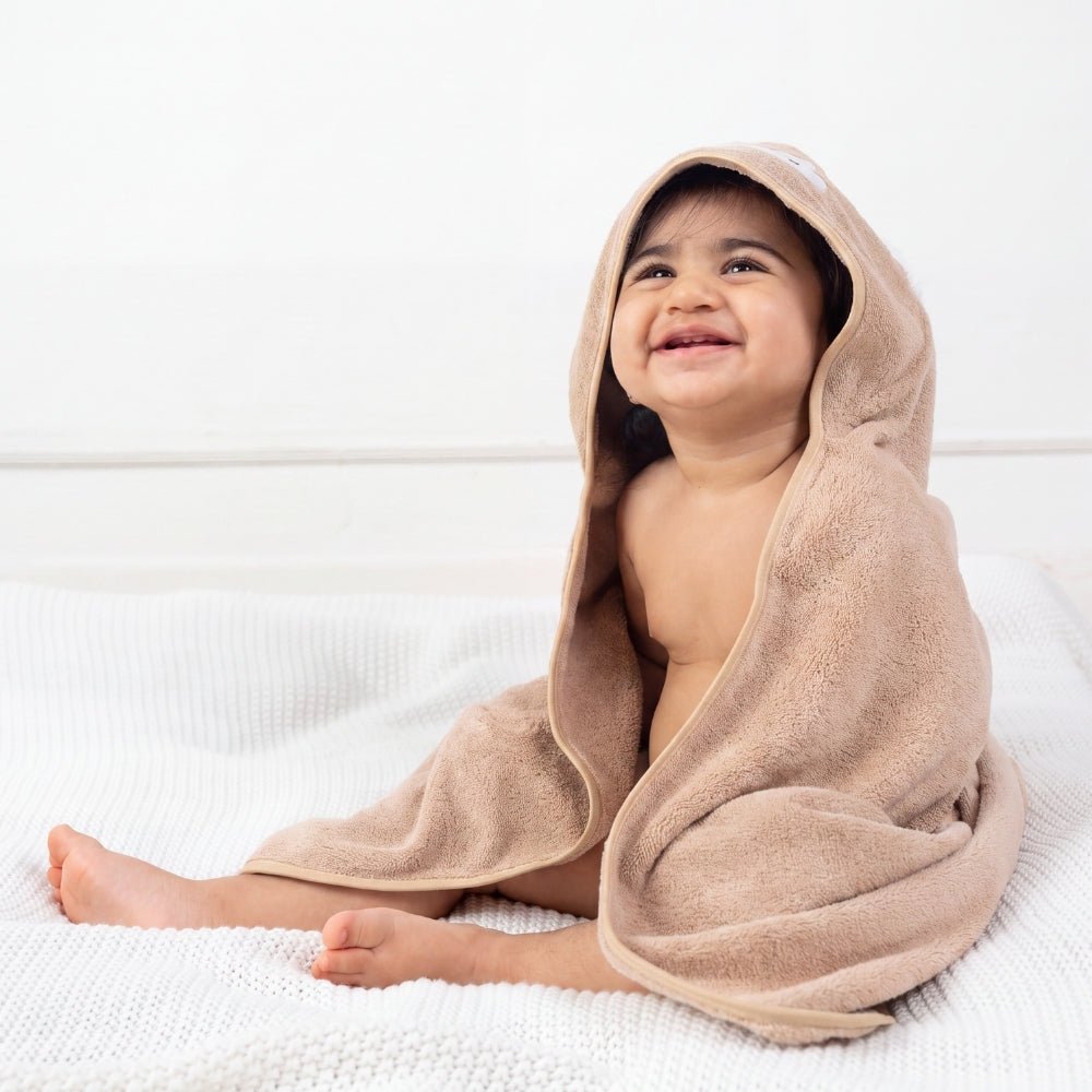 100% Microfiber Terry Cotton Hooded Baby Towel- Little Fawn - Hooded Towel | haus & kinder