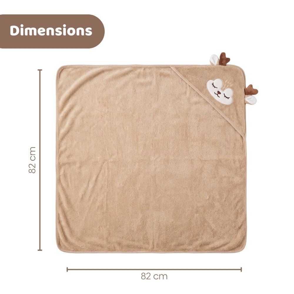 100% Microfiber Terry Cotton Hooded Baby Towel- Little Fawn - Hooded Towel | haus & kinder