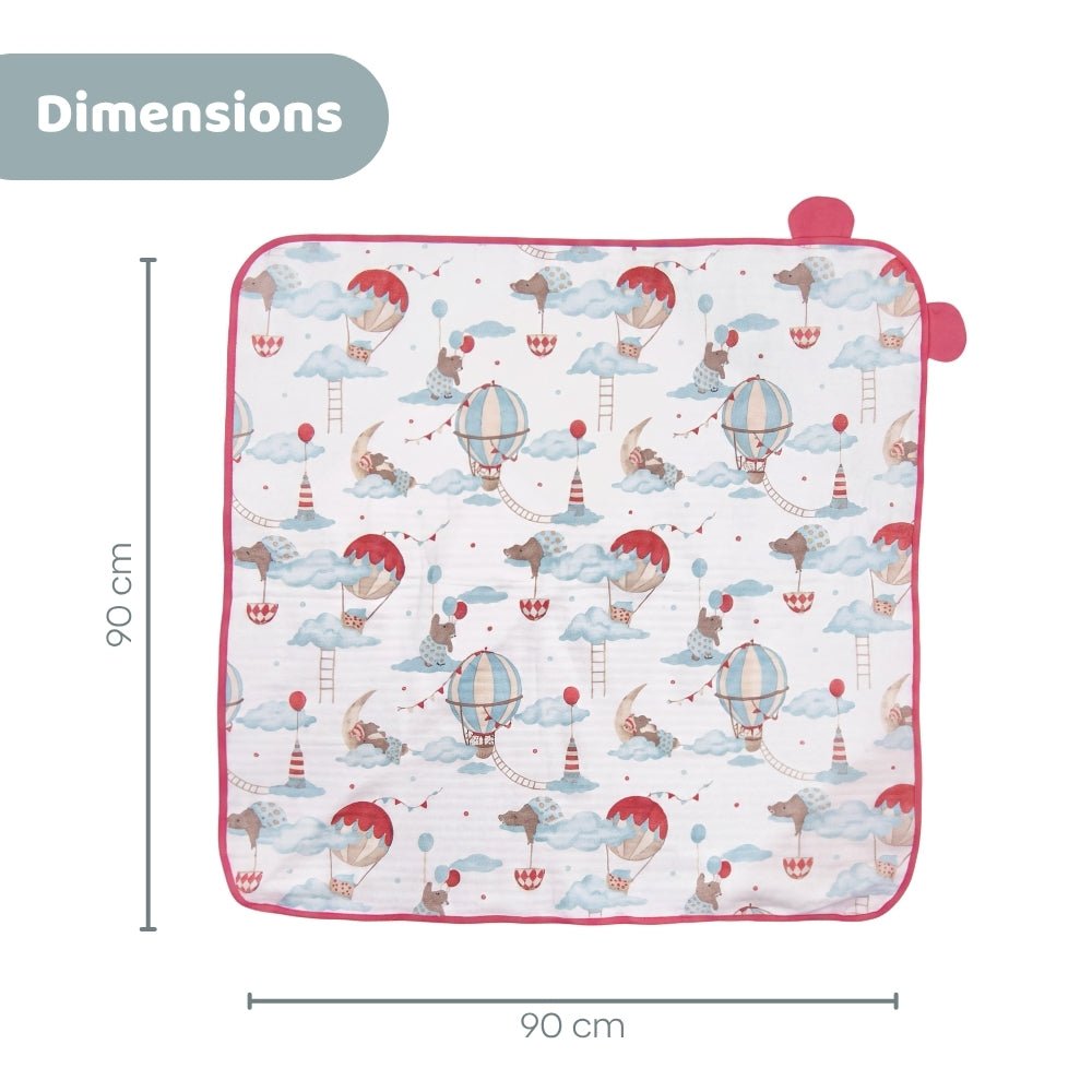 100% 8 Layer Muslin Cotton Hooded Baby Towel with a belt- Cloud Captain - Hooded Towel | haus & kinder