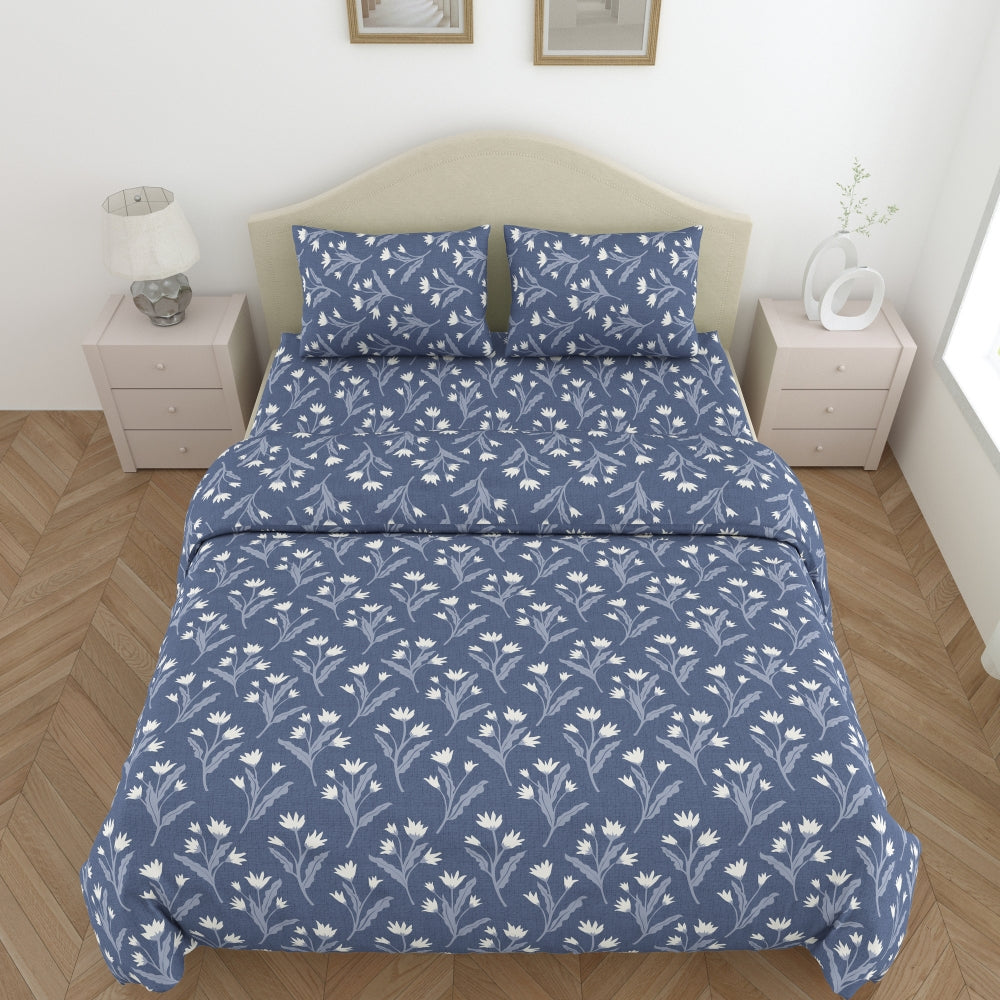 Amber Microfiber Set of 4- Bed In A Bag, Dark Blue