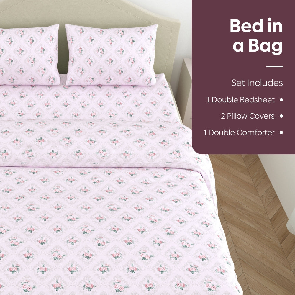 Amber Microfiber Set of 4- Bed In A Bag, Grey