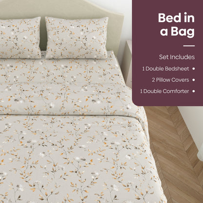 Amber Microfiber Set of 4- Bed In A Bag, Ivory