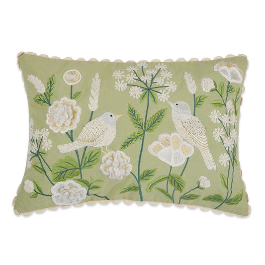 Embroidered Decorative Cushion Cover, Birdsong