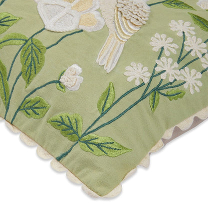 Embroidered Decorative Cushion Cover, Birdsong