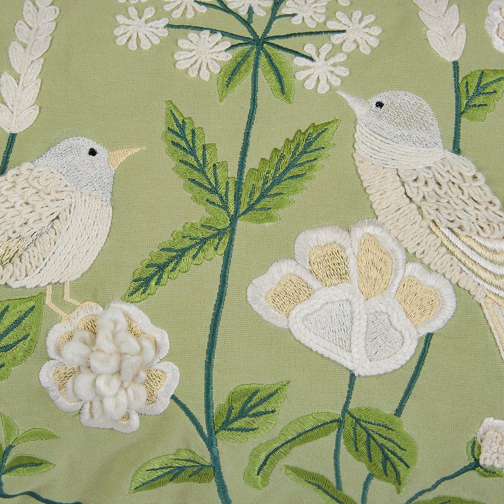 Embroidered Decorative Cushion Cover, Birdsong