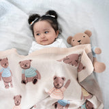 Muffin Bear Knitted Summer/ AC blanket with Toy