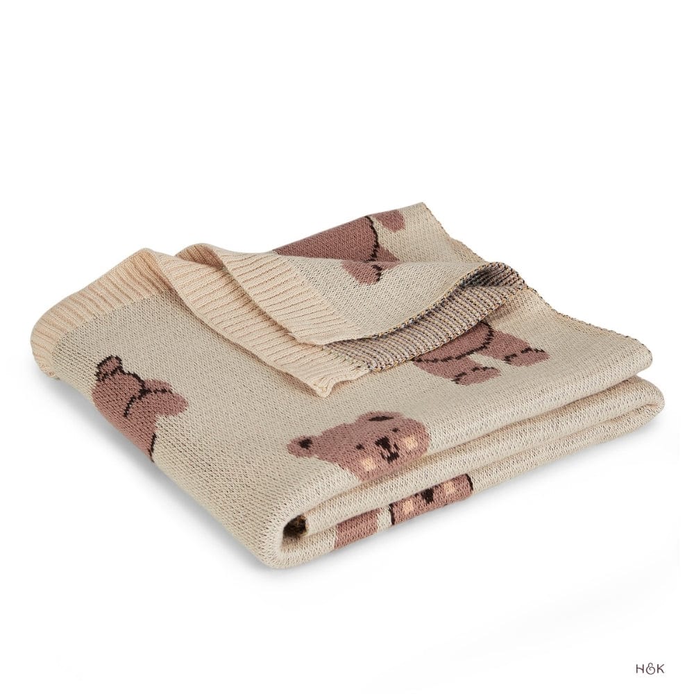 Muffin Bear Knitted Summer/ AC blanket with Toy