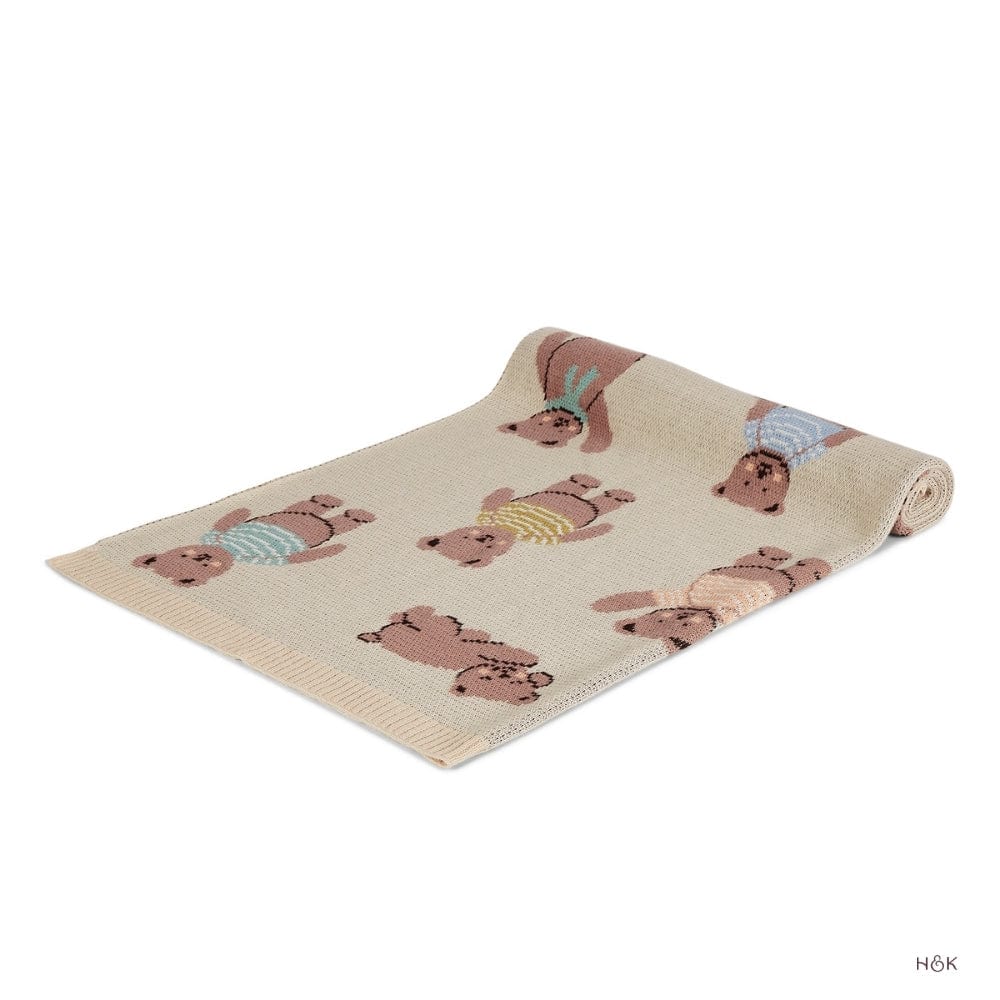 Muffin Bear Knitted Summer/ AC blanket with Toy