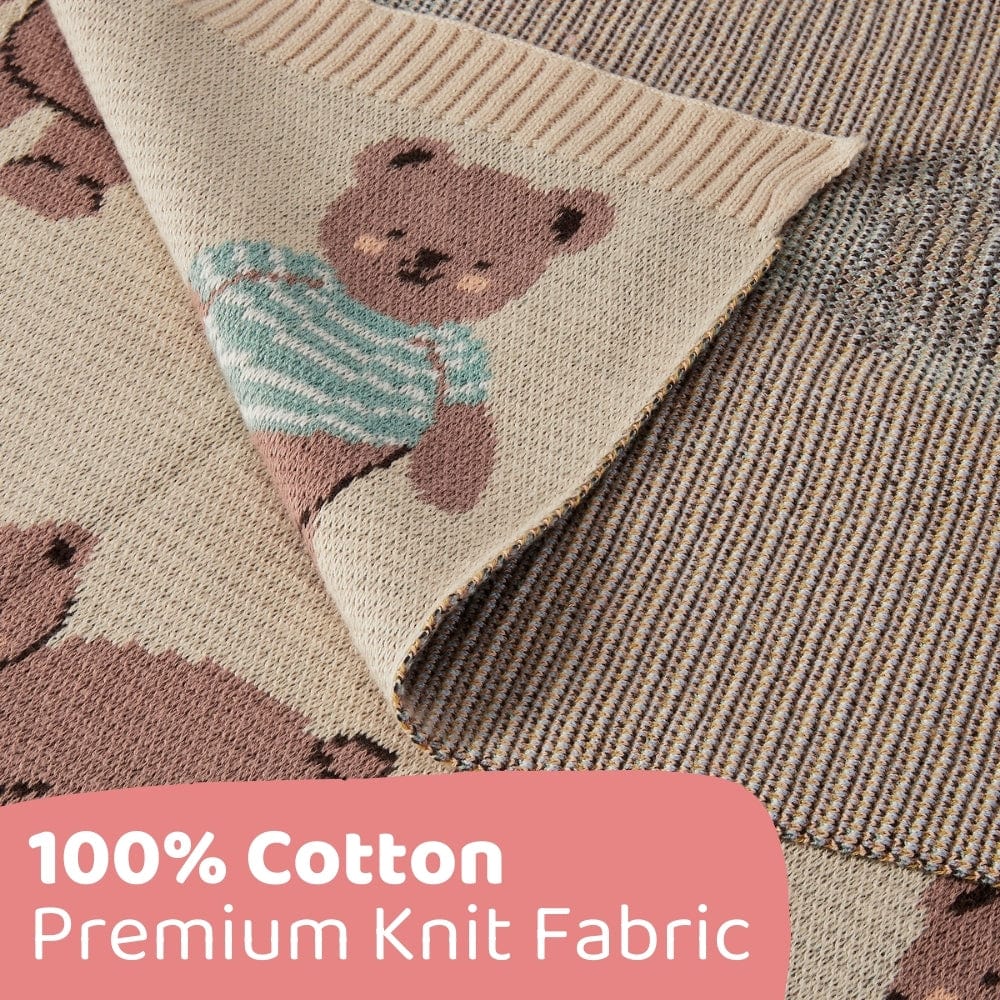 Muffin Bear Knitted Summer/ AC blanket with Toy