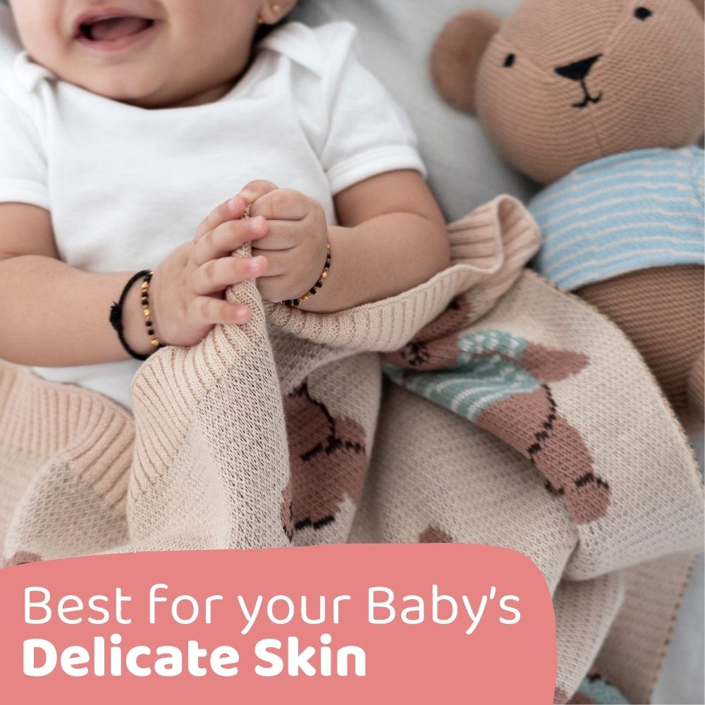 Muffin Bear Knitted Summer/ AC blanket with Toy