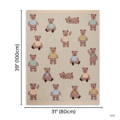 Muffin Bear Knitted Summer/ AC blanket with Toy