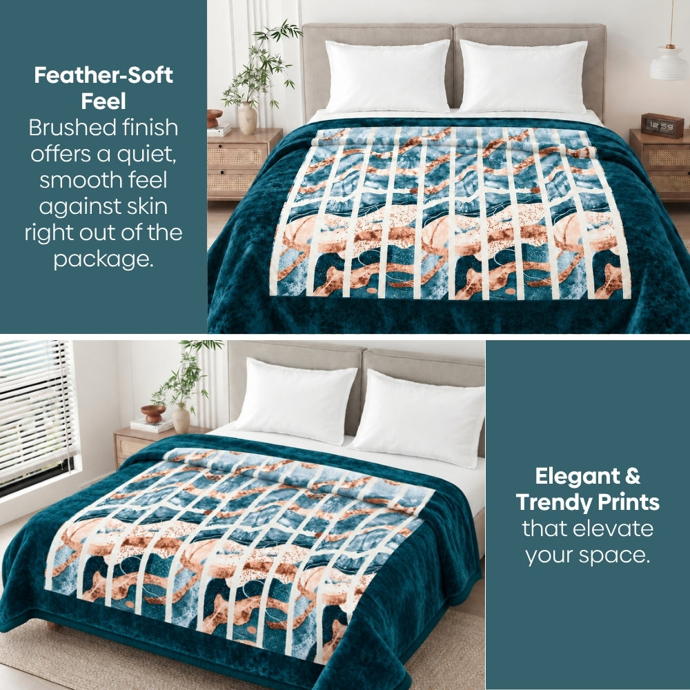 Soft Embrace Cloudy Printed Blanket, Ocean Drift