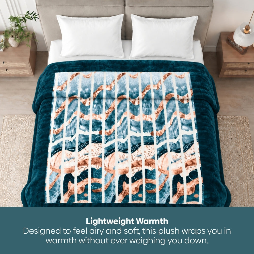 Soft Embrace Cloudy Printed Blanket, Ocean Drift