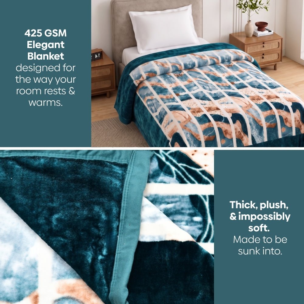 Soft Embrace Cloudy Printed Blanket, Ocean Drift