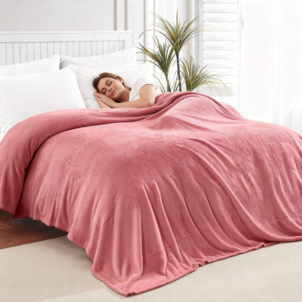 Soft Embrace Flannel Blanket, Apricot