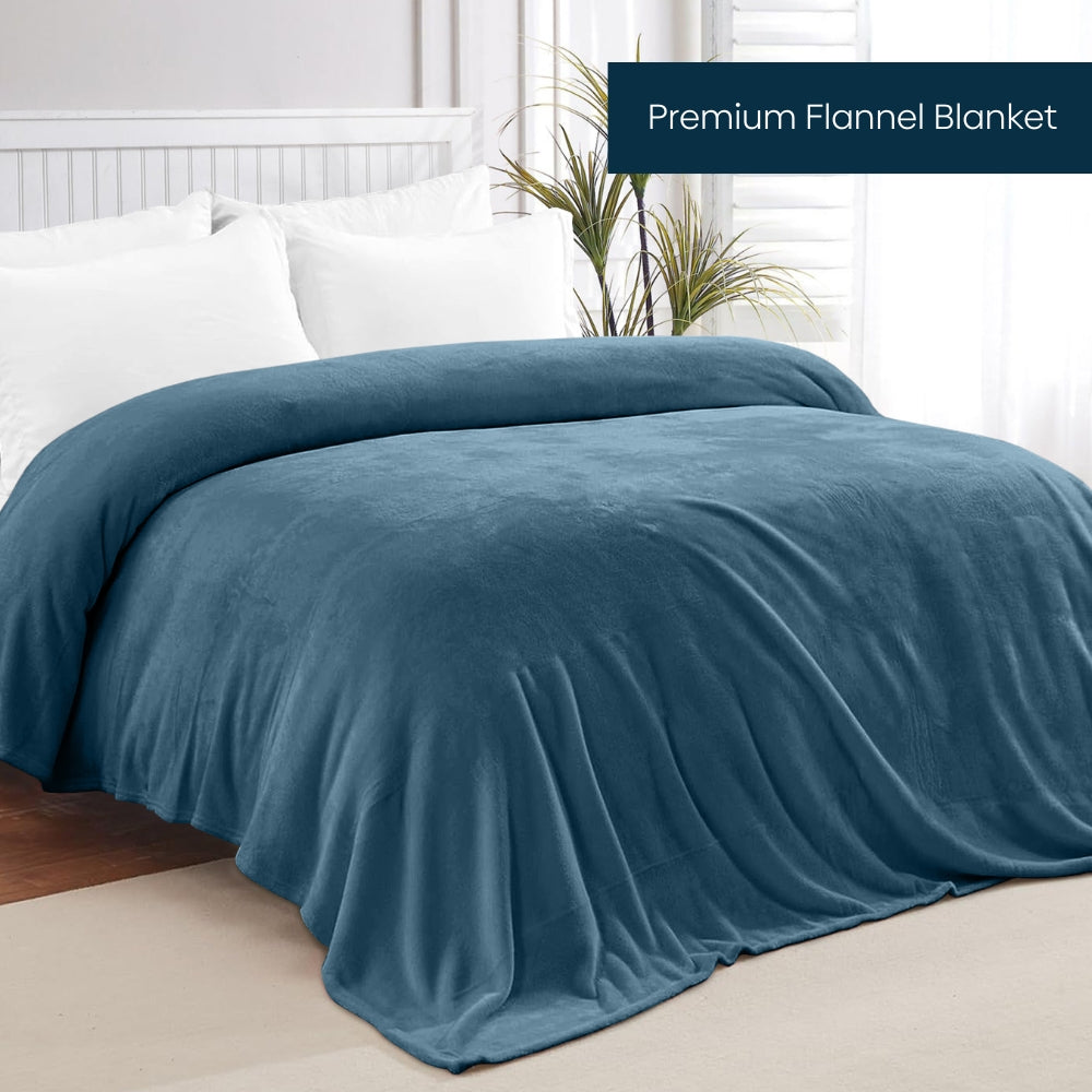 Soft Embrace Flannel Blanket, Dark Blue