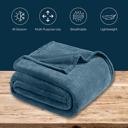 Soft Embrace Flannel Blanket, Dark Blue