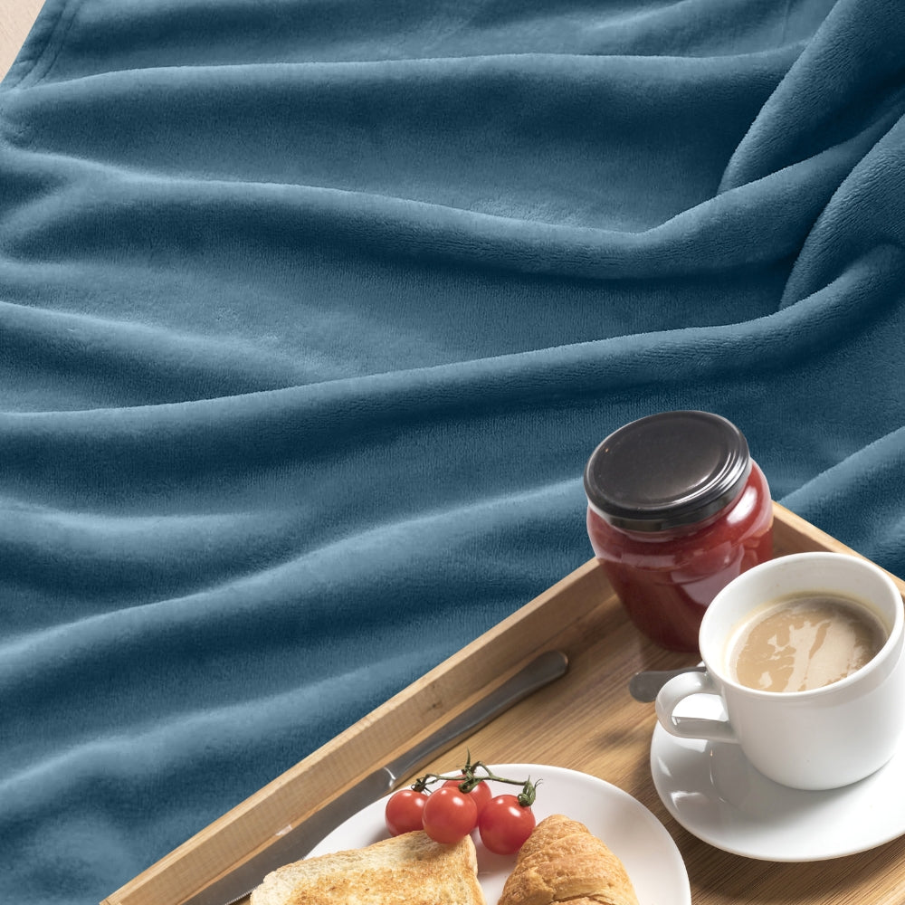 Soft Embrace Flannel Blanket, Dark Blue