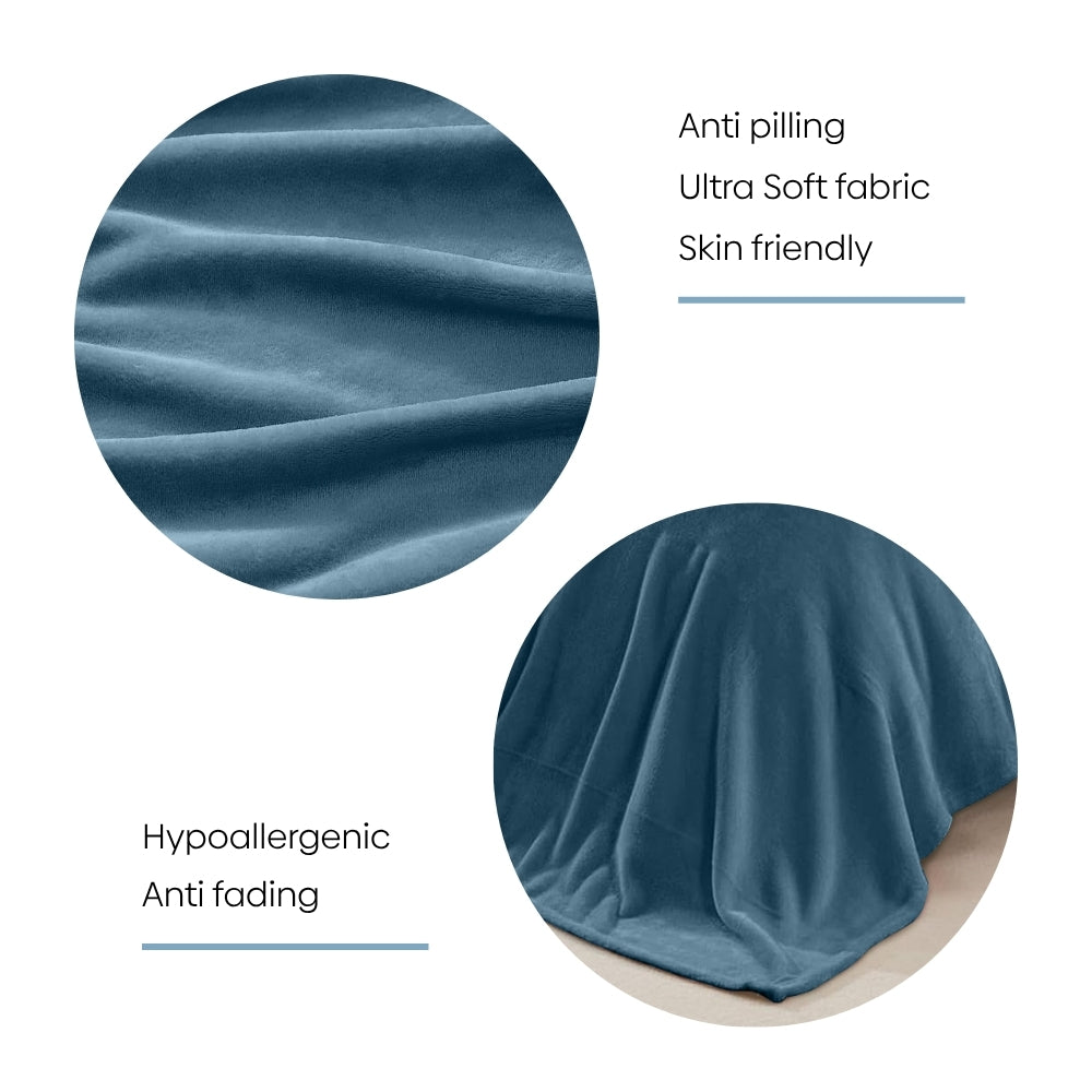 Soft Embrace Flannel Blanket, Dark Blue