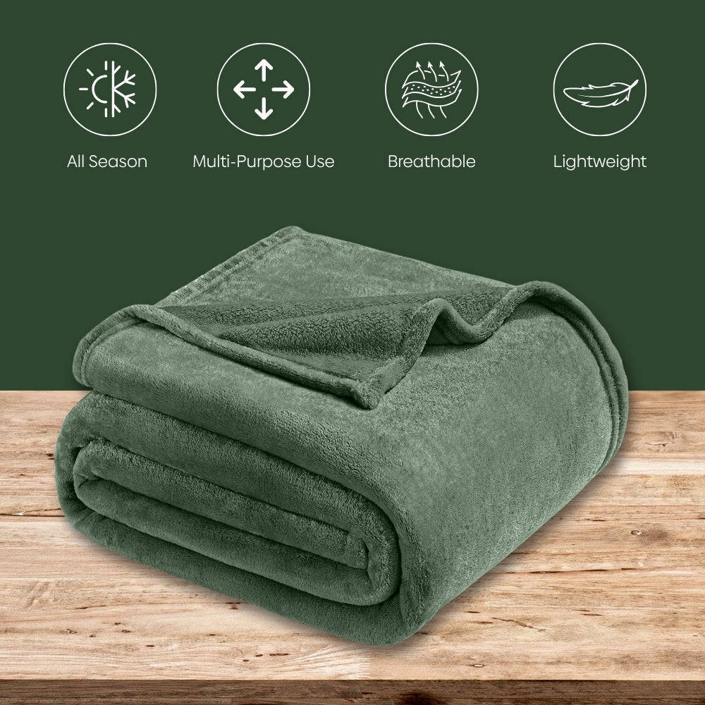 Soft Embrace Flannel Blanket, Olive