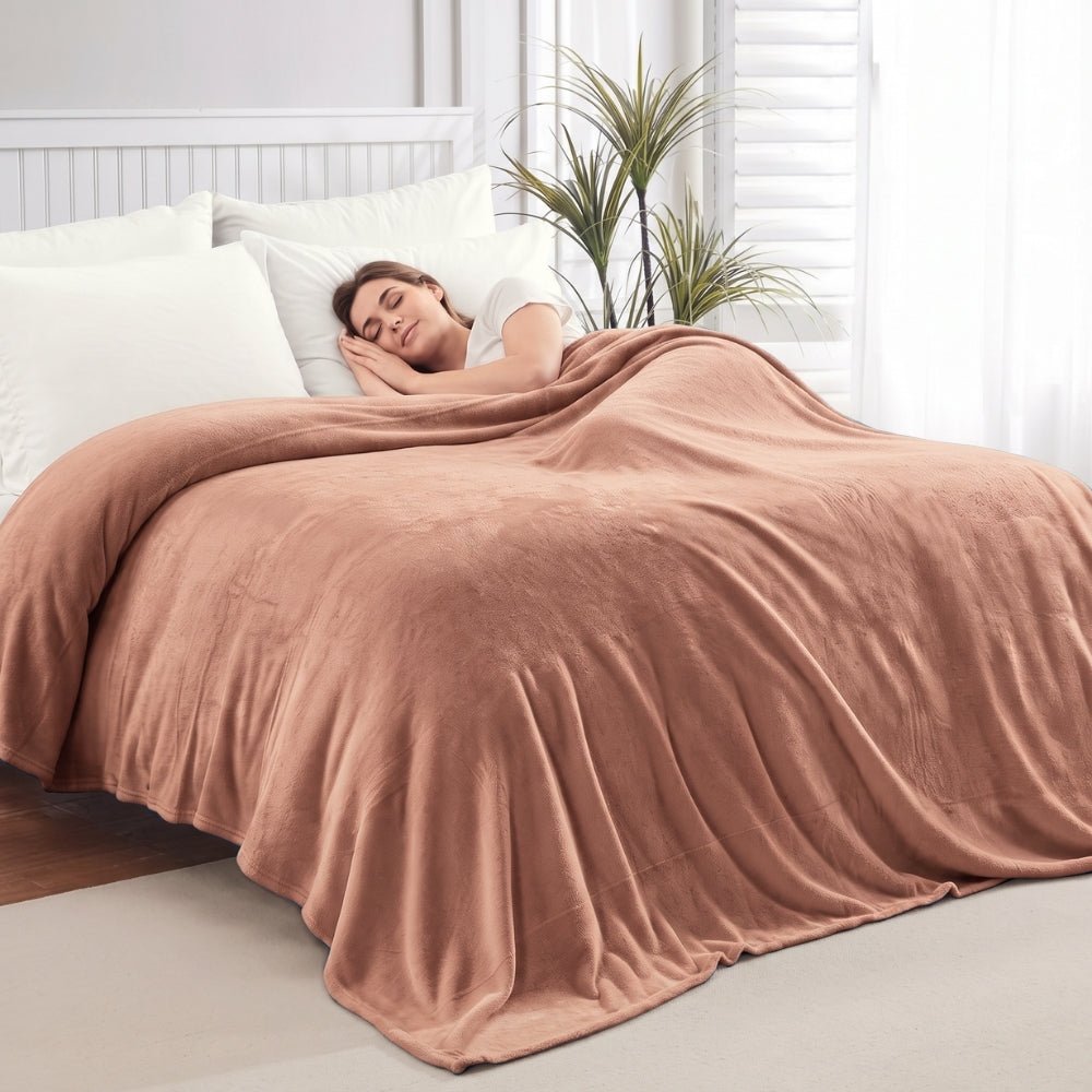 Soft Embrace Cozy Winter Flannel Blanket, Mocha - Flannel Blanket | haus & kinder