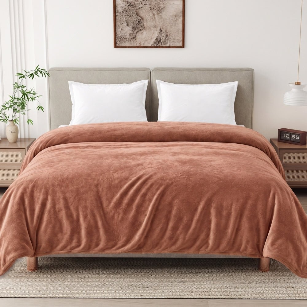 Soft Embrace Cozy Winter Flannel Blanket, Mocha - Flannel Blanket | haus & kinder
