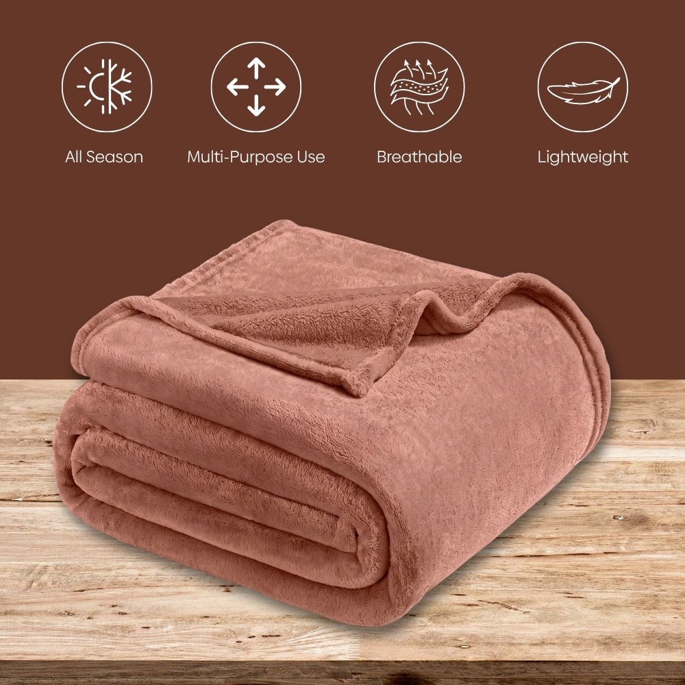Soft Embrace Cozy Winter Flannel Blanket, Mocha - Flannel Blanket | haus & kinder