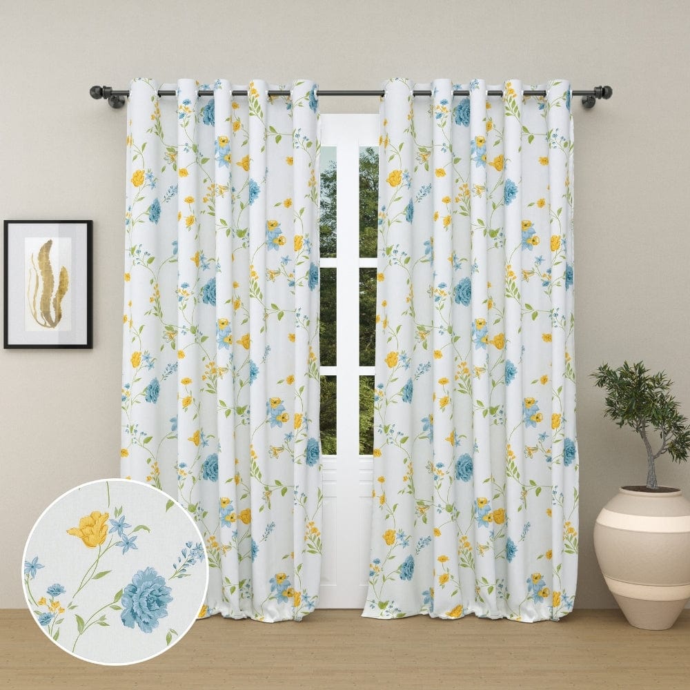 Blush Over Blue Curtain Set