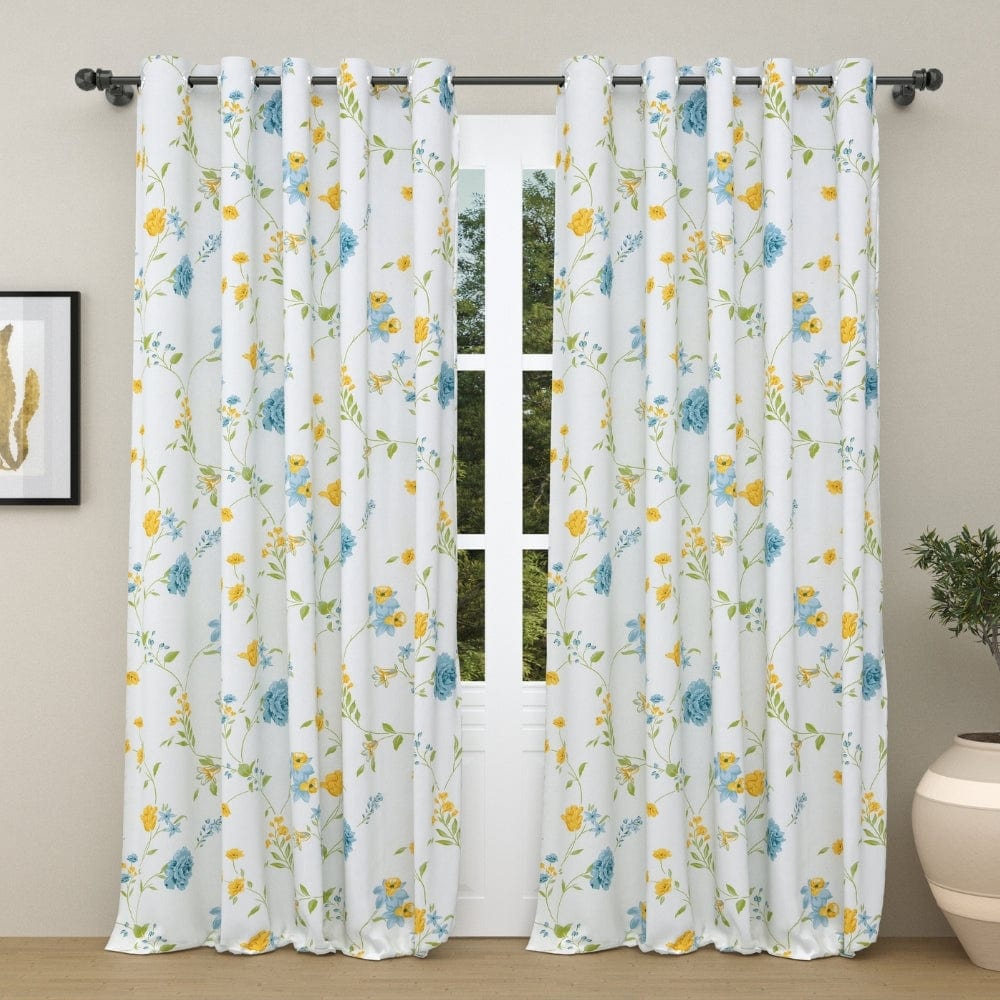 Blush Over Blue Curtain Set