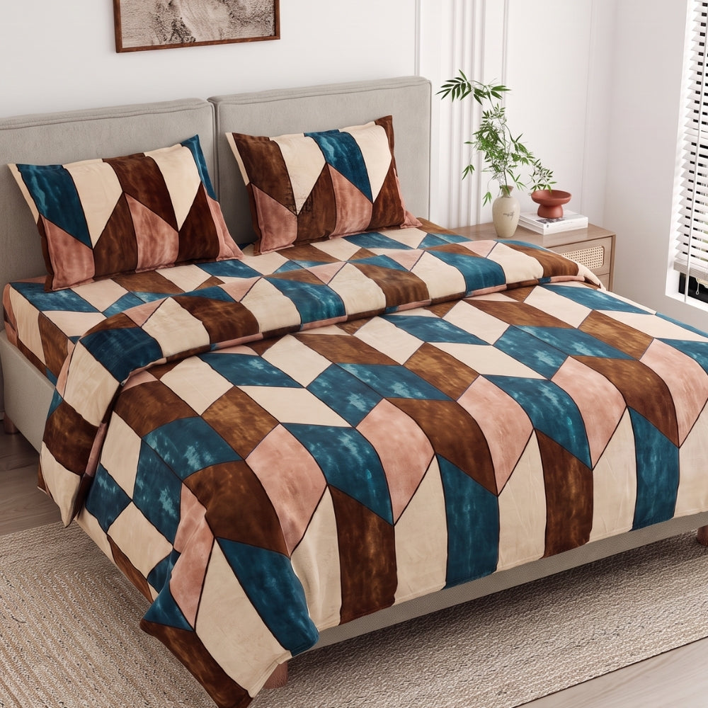 Soft Embrace Winter Bedsheet, Geometric Retreat