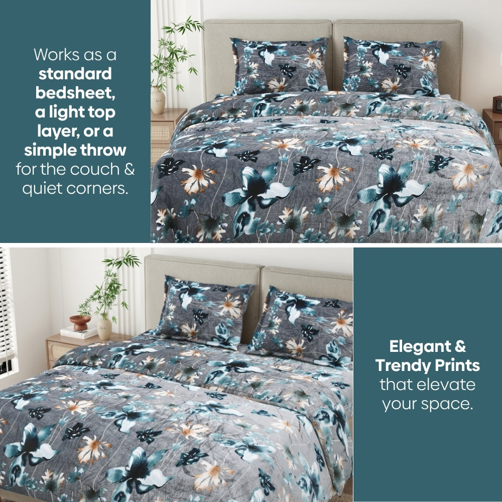 Soft Embrace Winter Bedsheet, Silver Meadow