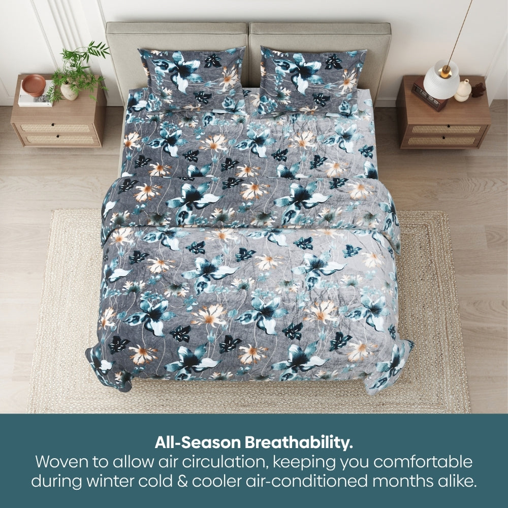 Soft Embrace Winter Bedsheet, Silver Meadow