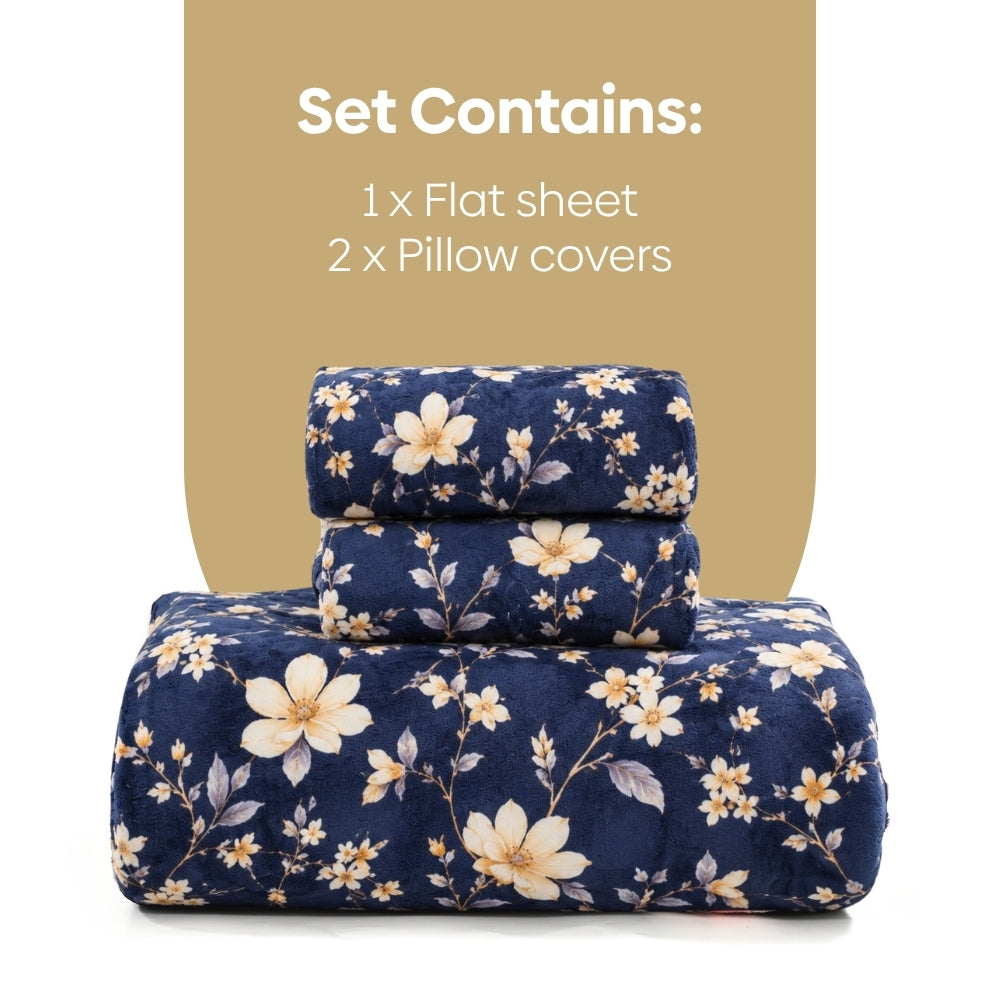 Soft Embrace Winter Bedsheet, Midnight Petals