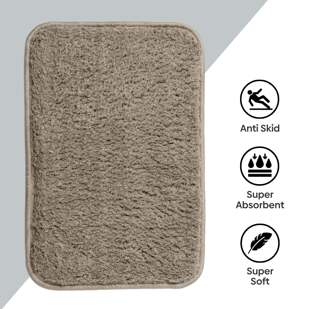 Plush Microfiber Solid Bathmat, Beige