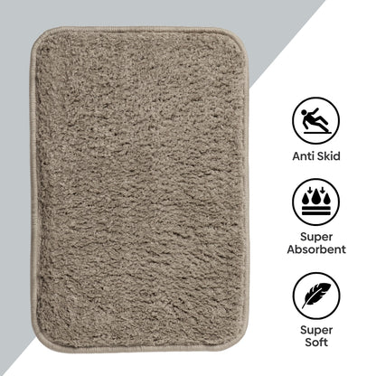 Plush Microfiber Solid Bathmat, Beige