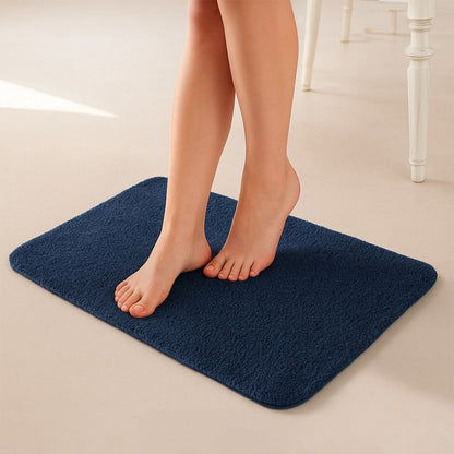 Plush Microfiber Solid Bathmat, Dark Blue