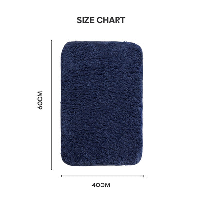 Plush Microfiber Solid Bathmat, Dark Blue