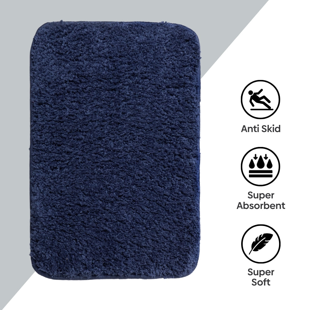 Plush Microfiber Solid Bathmat, Dark Blue