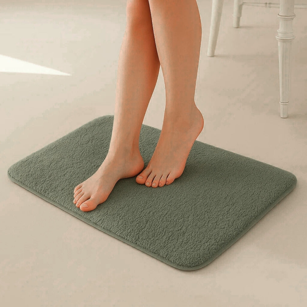 Plush Microfiber Solid Bathmat, Sage Green