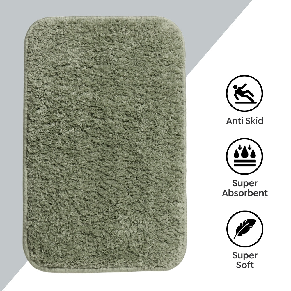 Plush Microfiber Solid Bathmat, Sage Green